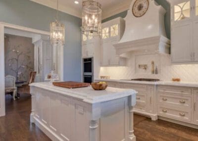 Lindin Design & Company | Spartanburg, SC | blue kitchen with white cabinetry