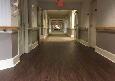 Lindin Design & Company | Spartanburg, SC | commercial design, wood flooring in hallway