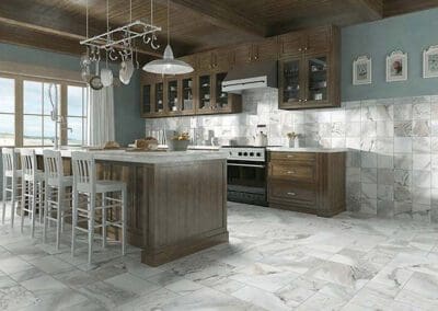Lindin Design & Company | Spartanburg, SC | kitchen design with beautiful tile and wood cabinets