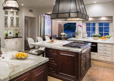 Lindin Design & Company | Spartanburg, SC | kitchen design, dark and light cabinetry with isalnd