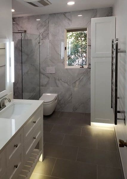 Lindin Design & Company | Spartanburg, SC | bathroom design with tile, gray and white